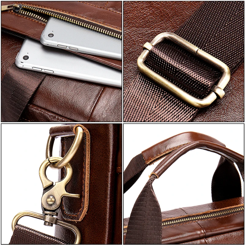 WESTAL Genuine Leather Men's Briefcase Laptop Bags Men's Office Bag For Men Messenger Bags Vintage Mens Leather Handbag
