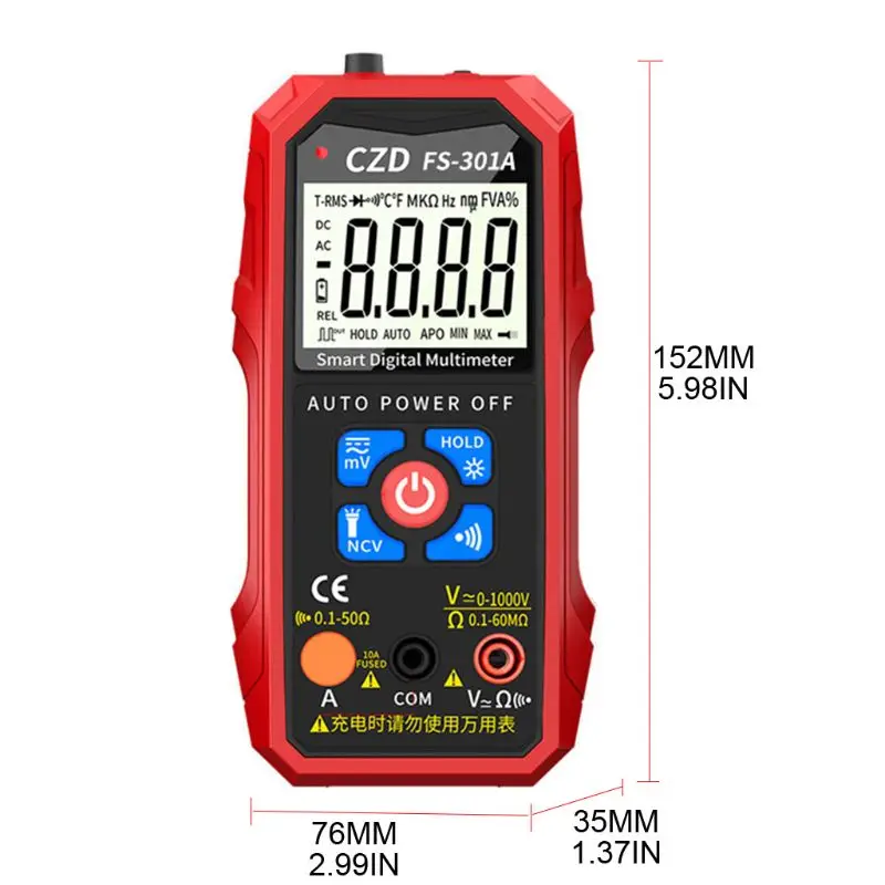 

Multifunctional Digital Smart Multimeter Auto Ranging DC/AC Current and Voltage Measurement Meter Back Light Large Screen Meter