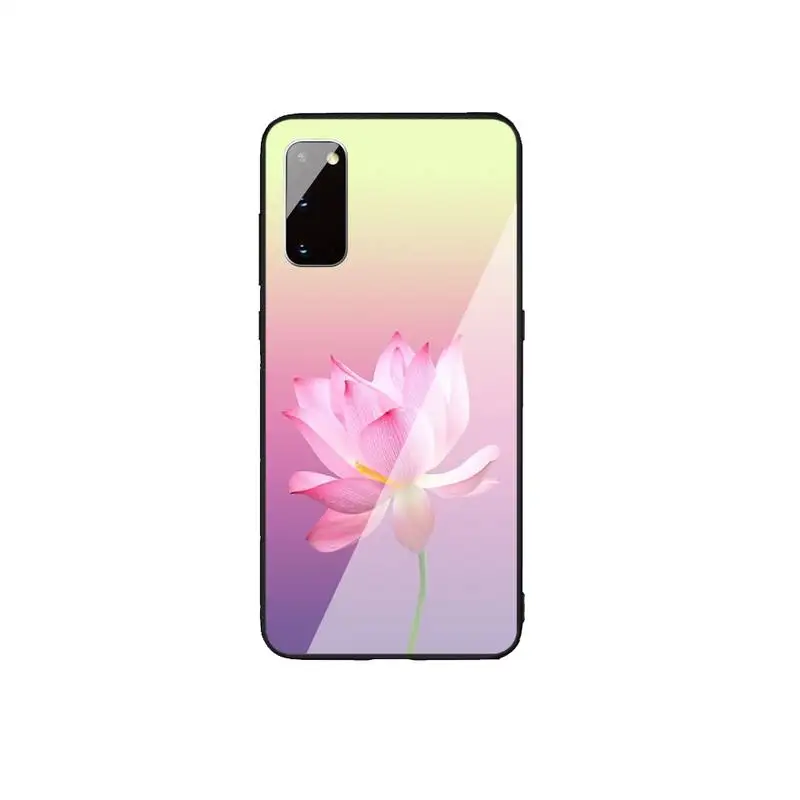 

The most beautiful lotus Phone Case For Samsung S20 S10 S9 Plus lite S 6 7 edge Note 8 9 10 Luxury brand Tempered glass
