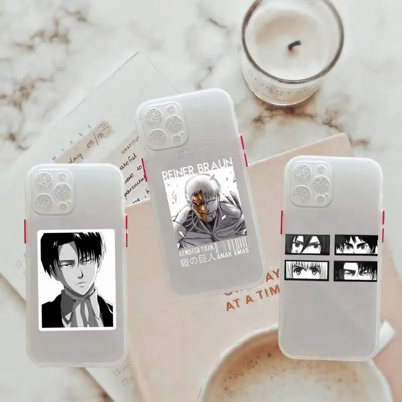 

Attack on titan 2 Phone Case For iPhone 12 11 Mini Pro XR XS Max 7 8 Plus X Matte transparent White Cover