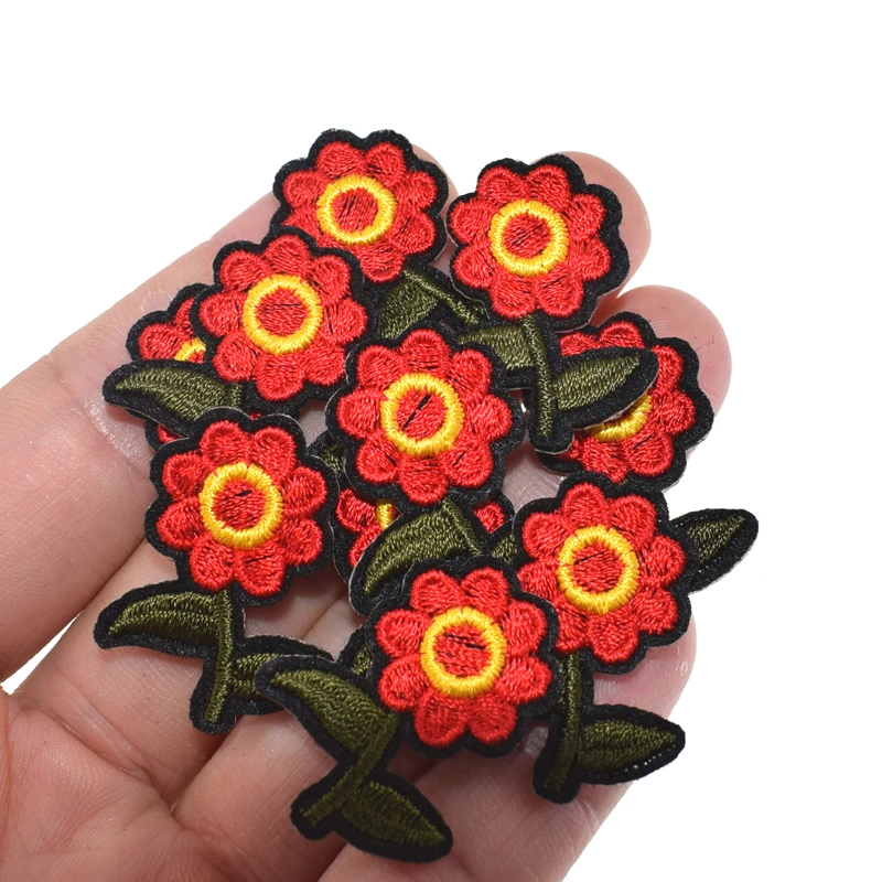 10 шт. маленькие вышитые железные значки с цветами листья ромашки цветы