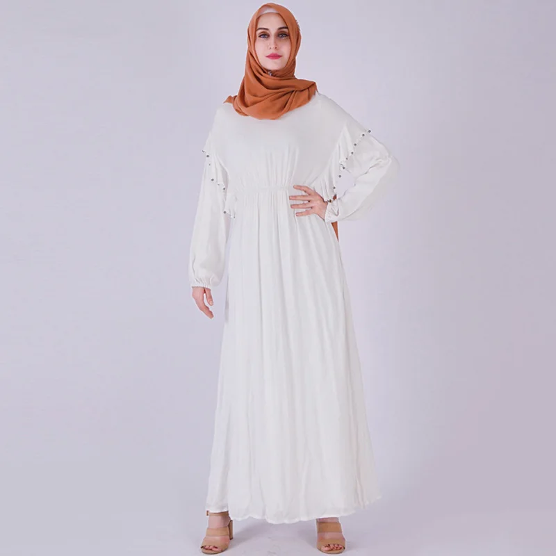 

Muslim Islamic African Clothing Robe Beaded Lotus Leaf Sleeve Kimono Turkish Kaftan Moroccan Dress Dress Abaya Prayer Clothes