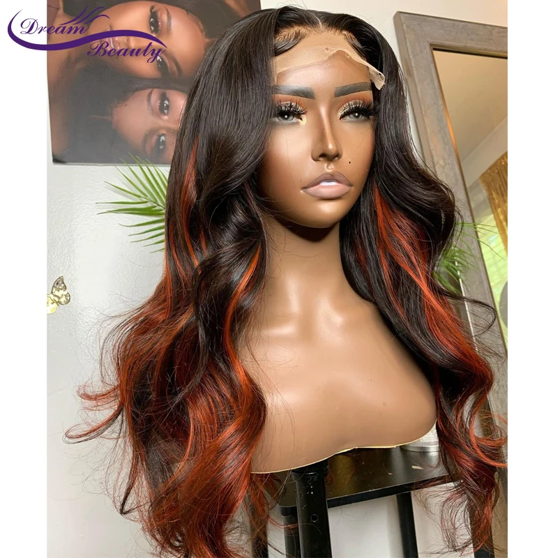 Хайлайтер Красные кружевные передние парики волнистые волосы парик al для женщин