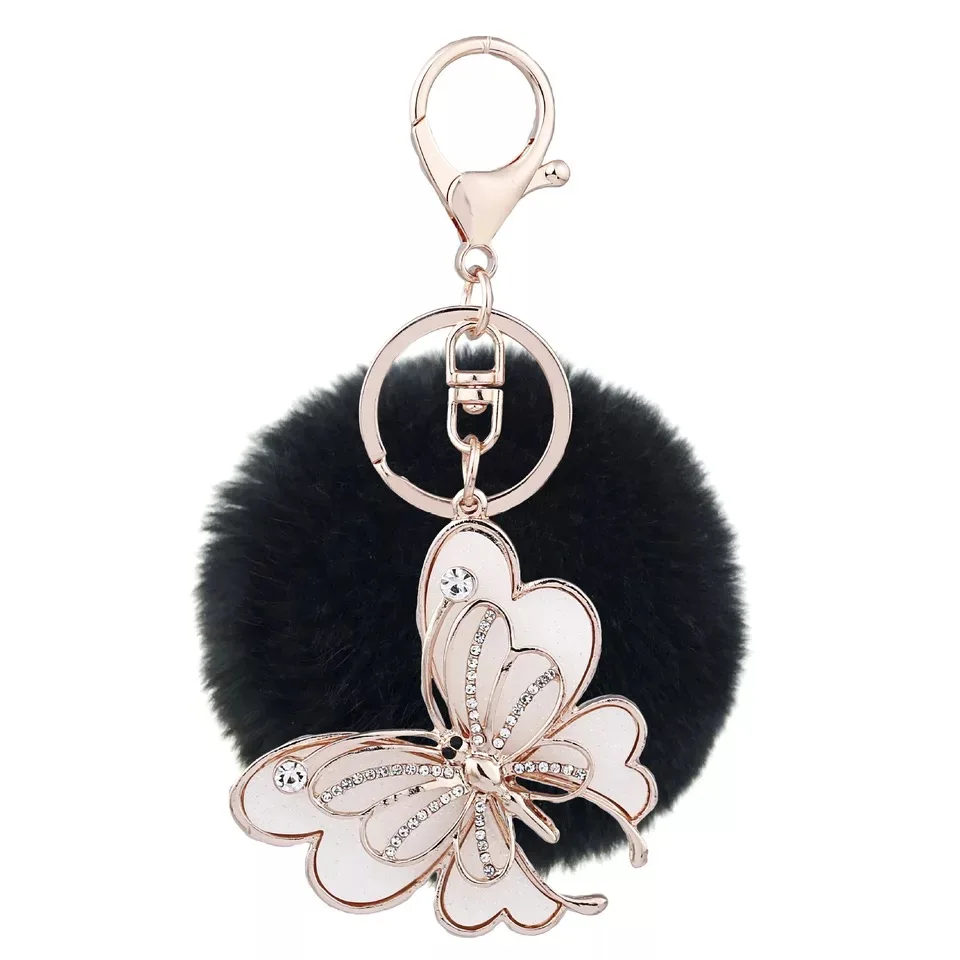 Красивый большой брелок бабочка с шариком для волос подвеска сумки