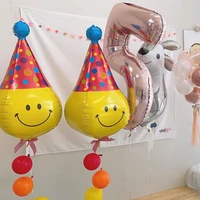 10pcs 4d hat cartoonsmile clown clown foil balloons birthday party decoration supplie baby shower air globos kids toys