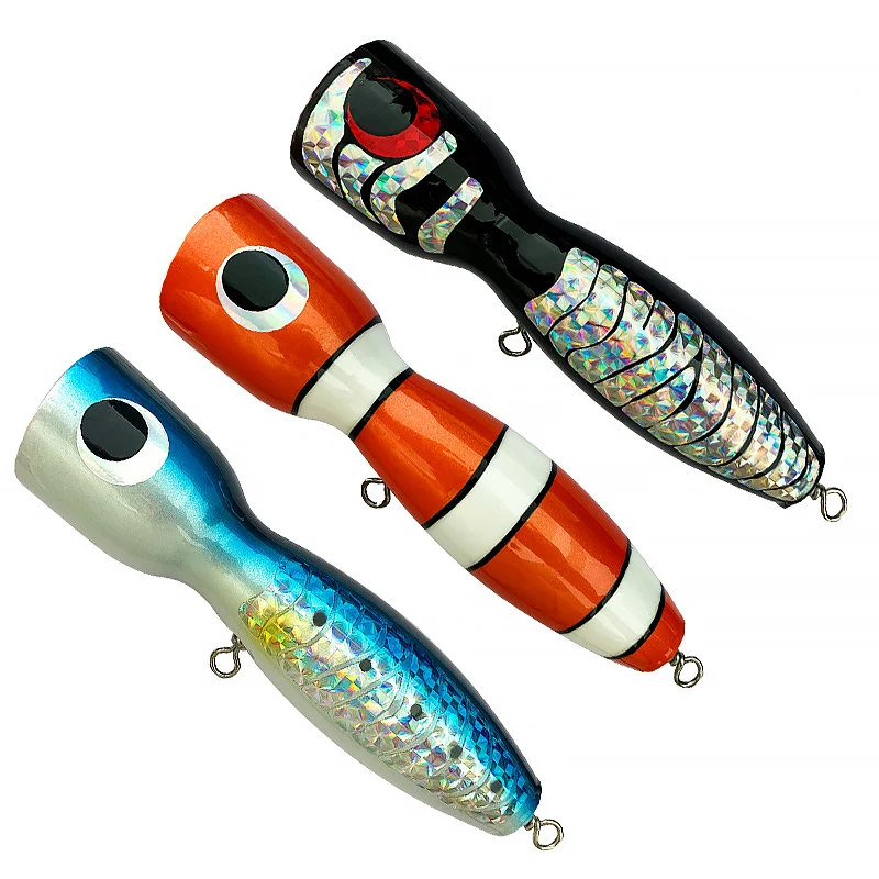 

Ardea Wooden Popper Lure Hard Bait 120g Big TopWater Swimbait Surface Sea Handmade Artificial Wobblers Fishing Bait