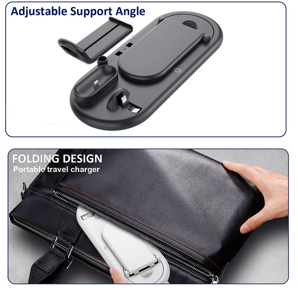 

5-in-1 Wireless Charger for iPhone Samsung Foldable Night Lamp Charging Dock Station for Apple Pen Airpods Pro Holder for iWatch