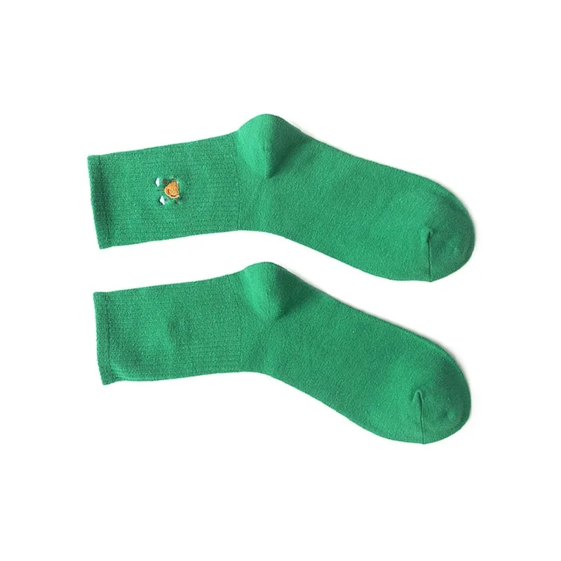 

Women Cartoon Cotton Embroidered Weather Socks Ladies Quality Funny Socks Simple Girls Leisure Women's Middle Tube Socks