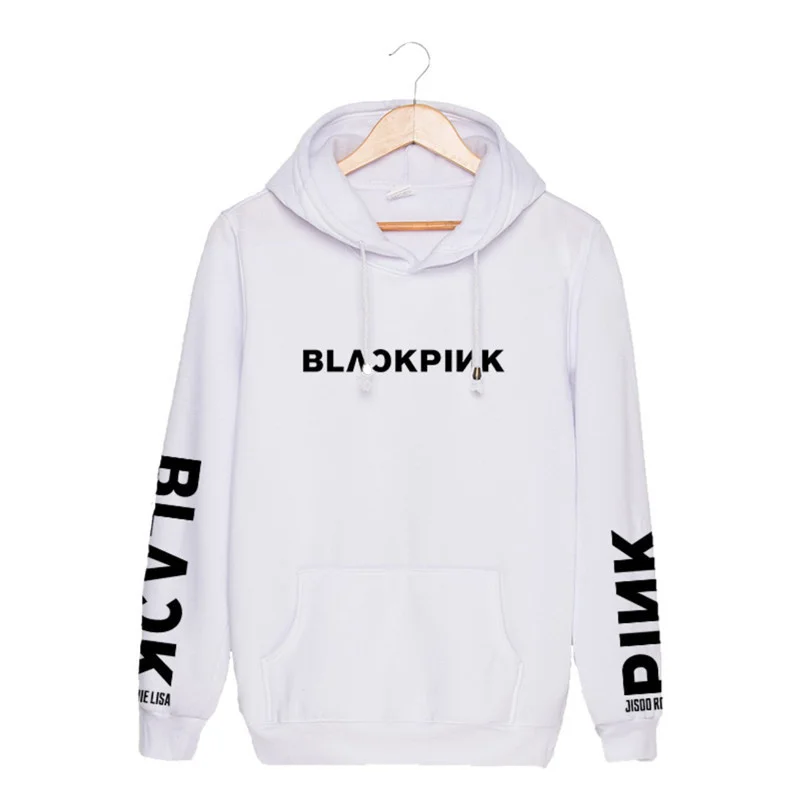 Oulylan демисезонная толстовка с капюшоном и blackpink Для женщин Повседневное сплошной свободного кроя с завязками, штаны и толстовка модная одежда с длинными рукавами, с капюшоном, для девушек, пуловер - Цвет: Белый