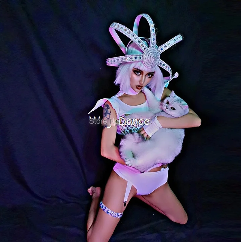 

Women Gogo Dancer Lead costume Sexy Nightclub Singer Bar Ds Costumes party girl stage dance wear