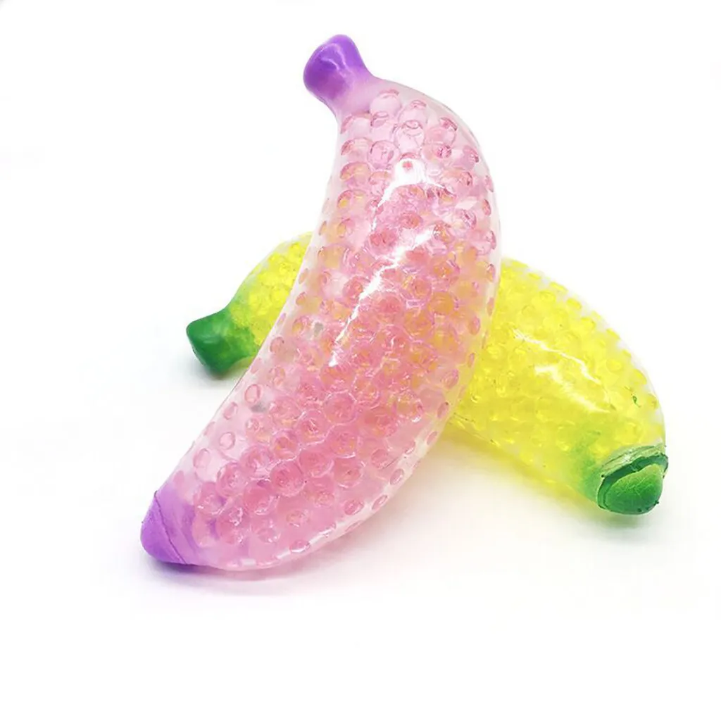 

Spongy Banana Bead Stress Ball Toy Squeezable Soft Fruit Shape Sensory Adult Decompression Child Fidgeting Rebound Squeeze Toys