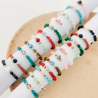 boho handmade beaded rings for wedding multi color natural stone jewelry new design stainless steel ring party gift wholesale