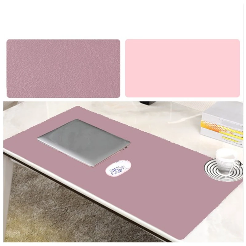 

Desktop Mat, 40Cm X 90Cm Pu Leather Office Table Mat, Computer Table Mat for Office, Double-Sided (Pink and Purple)