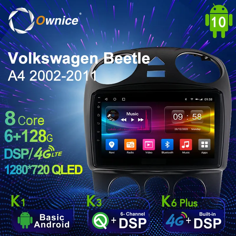 Android 10.0 6G+128G Car Radio Stereo for Volkswagen Beetle A4 2002 - 2011 Auto Audio GPS 4G LTE System head unit 1280*720 Android 10.0 6G+128G Car Radio Stereo for Volkswagen Beetle A4 2002 - 2011 Auto Audio GPS 4G LTE System head unit 1280*720