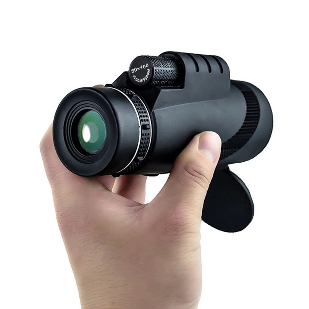 hd 80x100 monocular zoom telescope daynight vision bak4 prism optional phone adapter tripod for bird watching hunting sports free global shipping