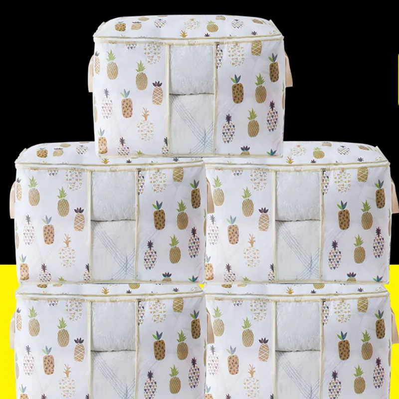 pineapple Новые 5 шт/упаковка, шт./компл. короб для хранения из нетканого полотна сумка большой Ёмкость высокая производительность Органайзер дома контейнер для Стёганое одеяло Костюмы - Цвет: pineapple