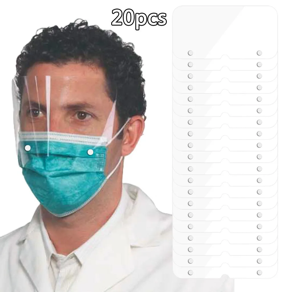 

20/50PCS Disposable Protect Eyes Clear Face Cover Transparent Removable Buttons Mask face shield Masque maseczki ochronne