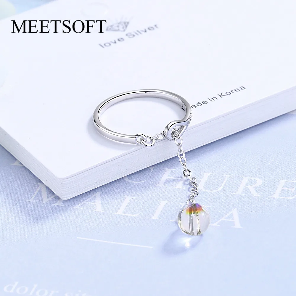 MEETSOFT посеребренное Открытое кольцо для женщин простое регулируемое круглое с
