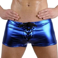 mens shiny panties tether hologram elastic waistband trunks sexy boxer shorts male patent leather underwear