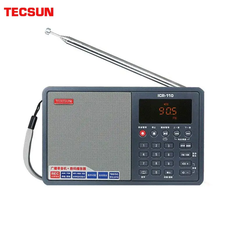 TECSUN ICR-110 FM/AM радио TF карта MP3-плеер рекордер радио FM: 64-108 МГц/AM: 520-1710 кГц FM/AM интернет портативное радио