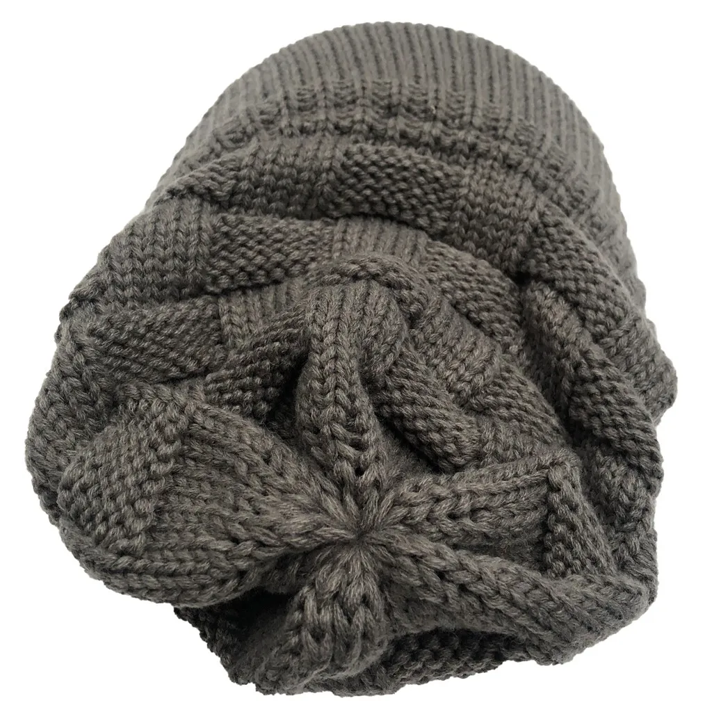 

1Pcs Adult Women Casual Solid Color Stitching Outdoor Plush Hats Crochet Knit Beanie Cap Warm In Winter Autumn Hats For Ladies