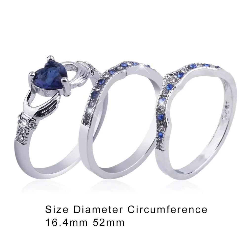 

New Three Layer Copper Blue Crystal Plated Jewelry Rings Charm Wedding Party Fashion Love Finger Rings Beautiful Gifts Hot!