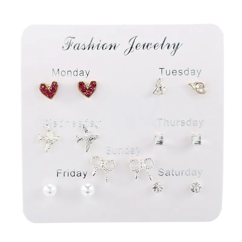 

2021 Trendy Earrings Set For Women Heart Star Geometry Stud Earrings Girl Party Fashion Jewelry Accessories