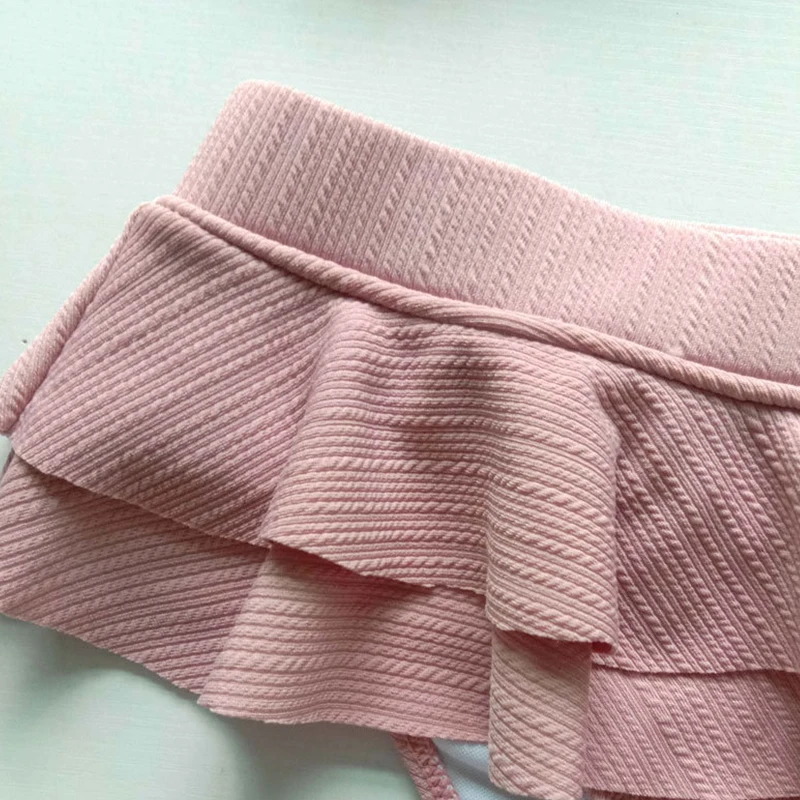 

High waist sexy bikini set Ruffle bandeau bikini 2021 Pink swimwear Frill women's swimsuit female Ring retro bathing suit