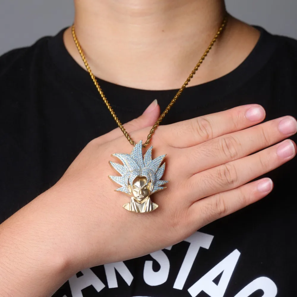 TOPGRILLZ Iced Out Dragon Ball Character Monkey King ожерелье, подвеска из золота Серебряный кубический цирконий в стиле хип-хоп Очаровательная цепочка ювелирный подарок