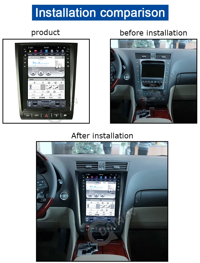 

11.8 inch car GPS radio navigation For-LEXUS GS 2004-2011 car DVD player vertical screen stereo Android support carplay