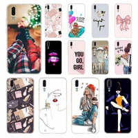 fashion girl soft silicone phone case for huawei p50 p40 p30 p20 pro lite e p samrt z 2019 2020 2021 cover