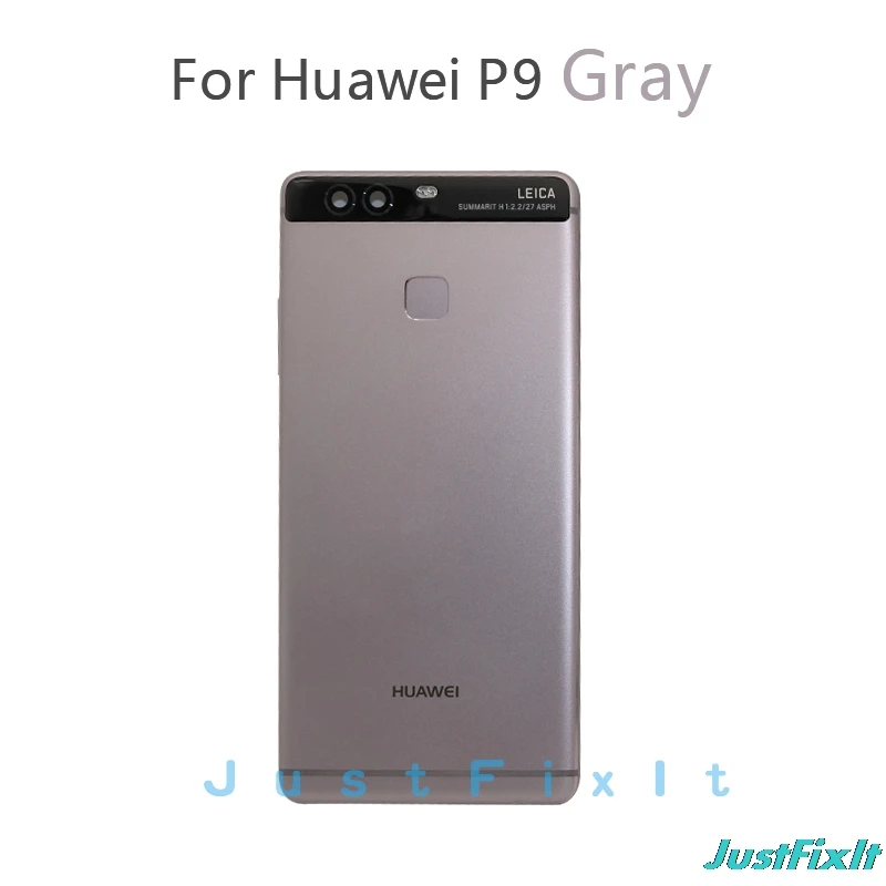 Корпус Батарея Крышка для huawei P9 EVA-L09 EVA-L19 EVA-AL00 дверь задняя Шасси Рама+ отпечатков пальцев Сенсор гибкий кабель - Цвет: Серый