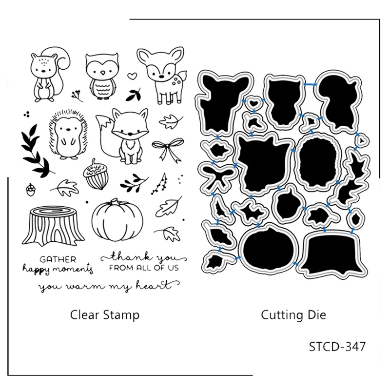 

Forest Animal Fox Cutting Dies Clear Stamps Scrapbooking Crafts Decorate Photo Album Embossing Cards Making Clear Stamps New