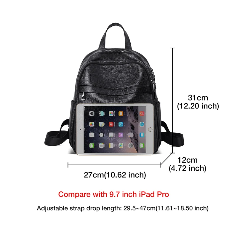 foxer new fashion outing office lady backpack split leather large capacity backpack woman soft travel bag girl simple school bag free global shipping