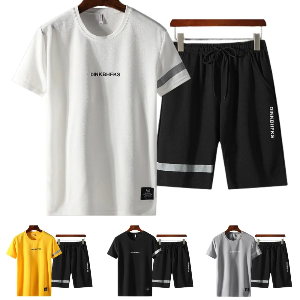 

Free Shipping Men's Short-sleeved Round Neck T-shirt + Shorts Suit Fashionable Handsome Casual Summer KU