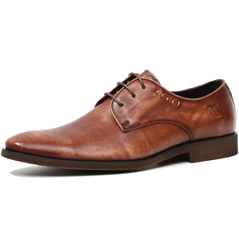 

SunNY Everest Men's Business Dress Derby Shoes Men's British Retro Leather Casual Shoes Handmade Leather Shoes Lace-up