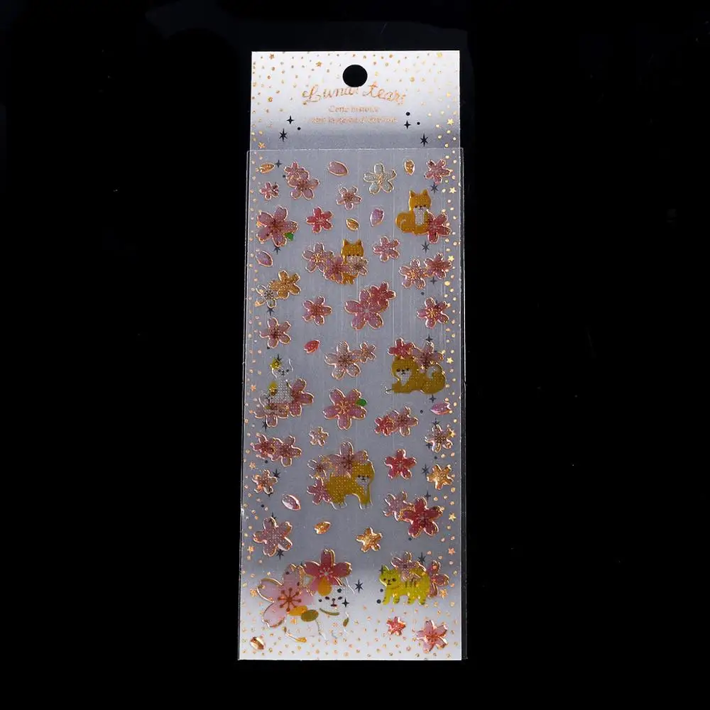 Sakura DoreenBeads цветок сердце крыло Сакура с животными из ПВХ DIY скарпбукинг Декор стикер Смола ремесло наполнитель материал многоцветный 2 листа - Цвет: Sakura