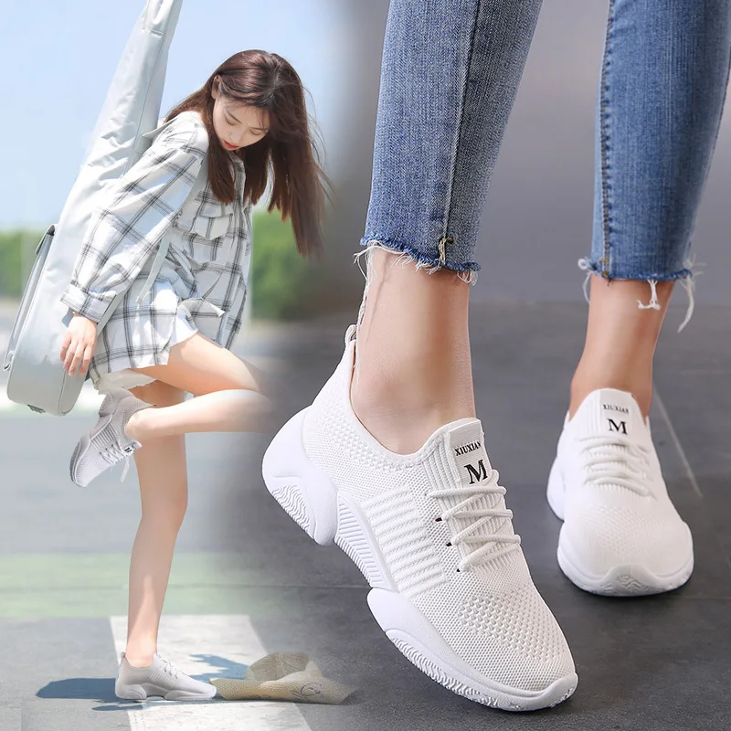 

Women's sports shoes 2021 Summer Fashion Women Breathable Lightweight Running Shoe Flying Weave Antiskid Casual Shoes