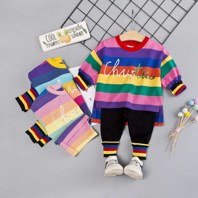 Сезон весна осень Повседневная одежда для девочек Одежда из 2 предметов