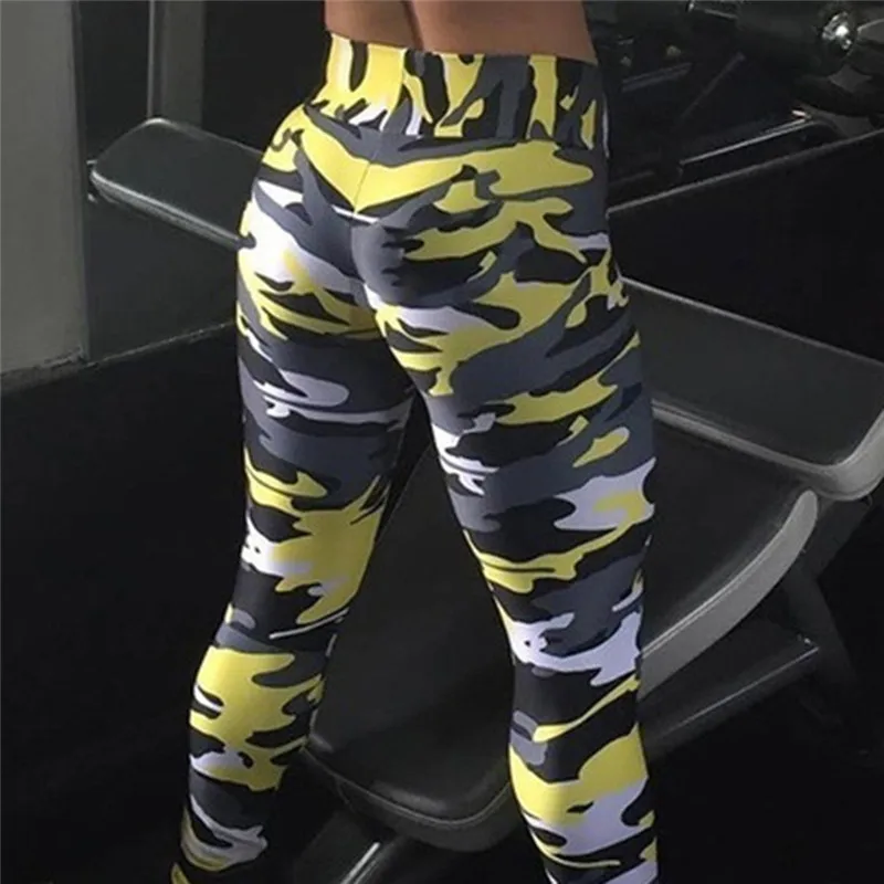 

Camouflage Women Leggings High Waist Stretch Sports Pants Women Slim Color Printing Elastic Waist Ladies Pants Causal Bottom