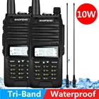 2 шт Baofeng BF-F11 10 Вт 4800 мАч, IP67 Водонепроницаемый иди и болтай Walkie Talkie иди и трехдиапазонное ручной 10 км длинная кольцевая мощный двухстороннее радио приемником