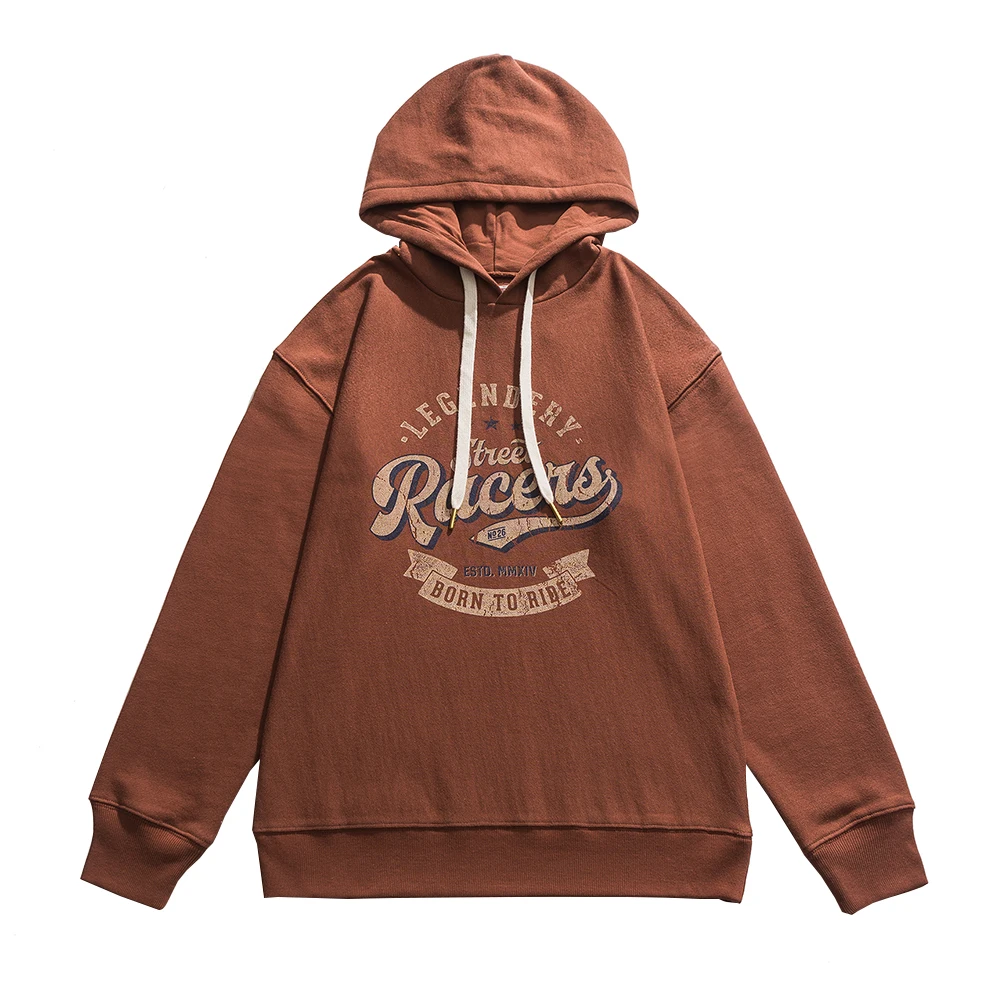 

Мужские флисовые толстовки с буквенным принтом Amekaji, осенние свободные толстовки, повседневный простой пуловер с длинным рукавом для мужчи...