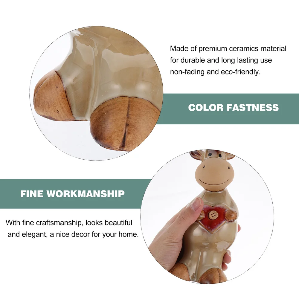 

1 Pair Lovely Craft Ornaments Ceramics Calf Shape Figurine Desktop Ornaments