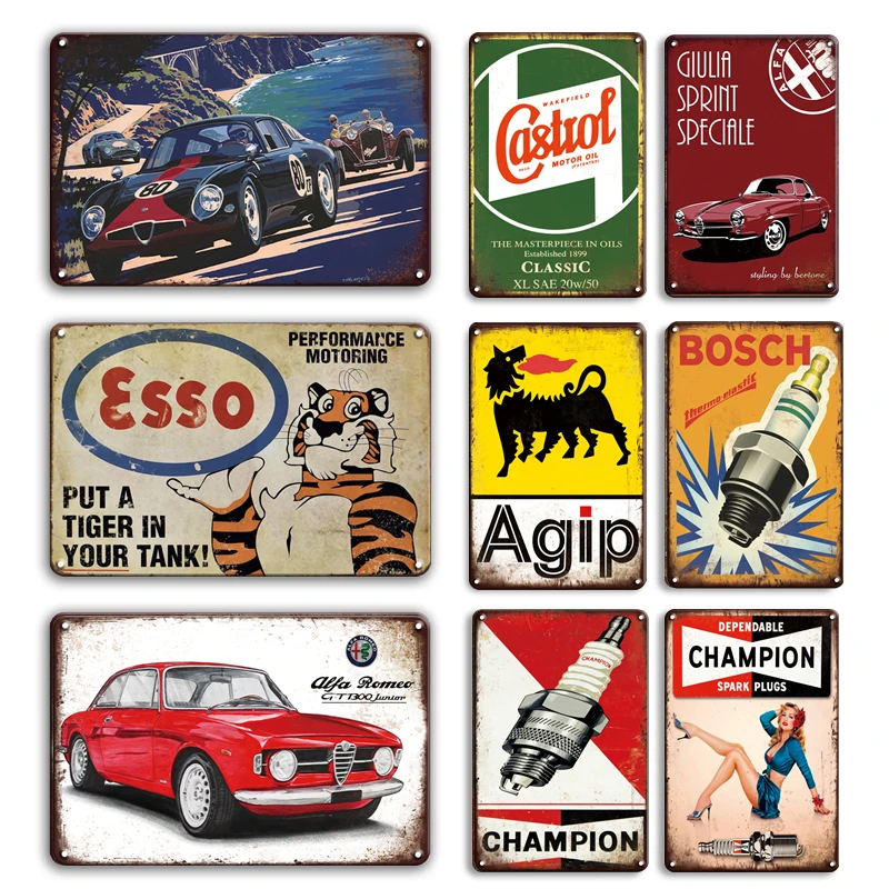 

ESSO MOTOR OIL Metal Poster Sign Vintage Garage Home Decor Shabby Chic Champion Decorative Plaque Tin Signs Metal Wall Stickers