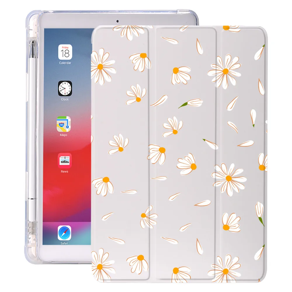 

Daisy for Air 4 iPad Pro 2020 Case Cute Air 1 With Pencil Holder 8th Generation 7th 12.9 Pro 2018 Mini 5 Cover Silicone For 10.5