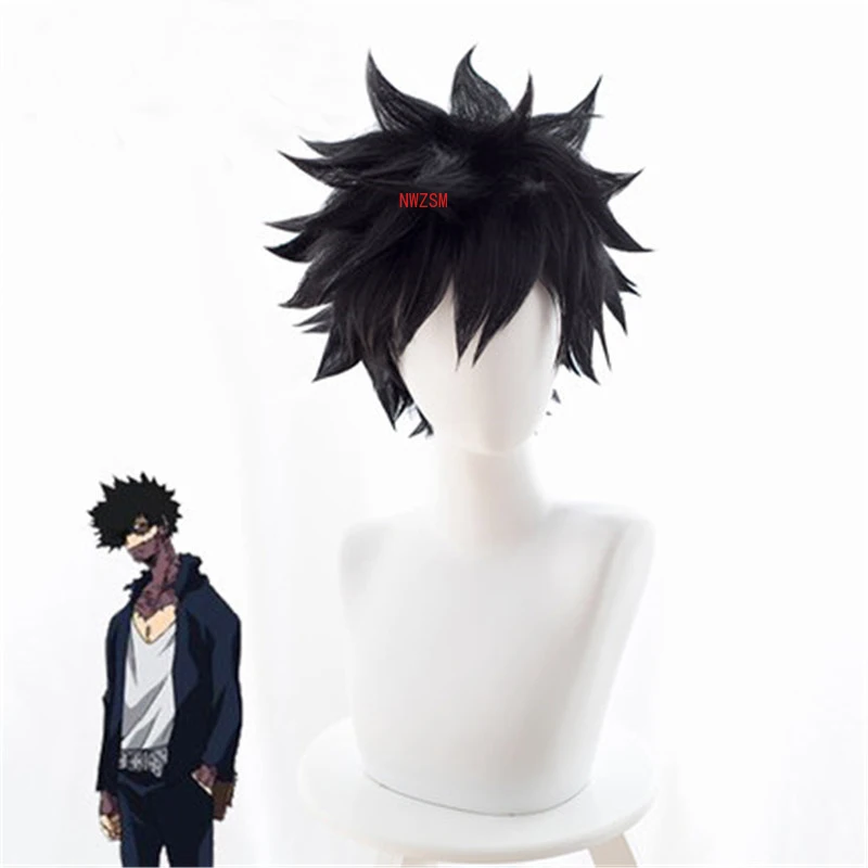 

Anime My Hero Academia Dabi Wig Cosplay Costume Boku no Hero Academia Short Black Synthetic Hair Halloween Party Wigs+wig cap
