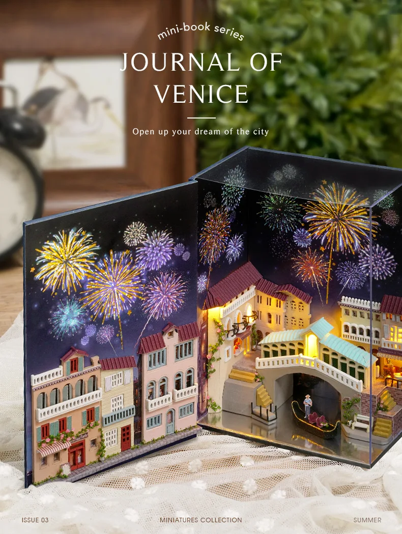

3D Mini Landscape Miniature House Water City Diary Hot Air Balloon Handmade DIY Toys For Children Girls Christmas Gift Art Home