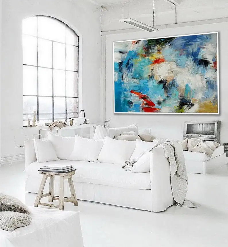 

Большой холст настенные художественные цветные современные Современное Абстрактное Искусство художественное оформление яркий цвет кисти...