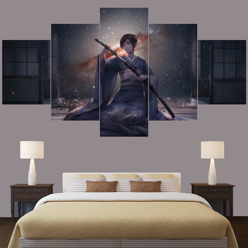 5 шт. настенные картины с изображением японского воина|Рисование и каллиграфия| |