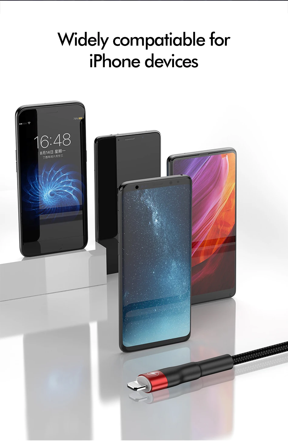 ROCK Metal Led usb-кабель со светом для iPhone 11 Xs MAX Xr X 8 7 6 6s Plus Быстрая зарядка для iPad 100 см 200 см 50 см Быстрая зарядка данных